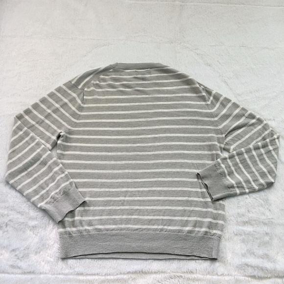 Bonobos Gray and White Linen Striped Slim Fit Sweater - Picture 5 of 7